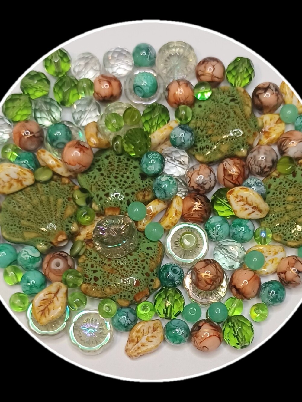 Glass Bead mix green ocean jewelry making 100pcs